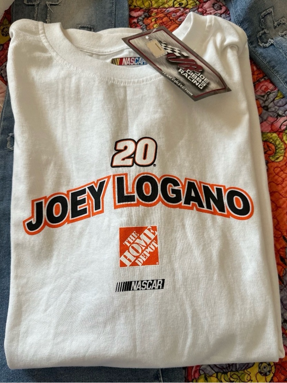 Nascar Joey Logano White and Orange Short Sleeve Tee